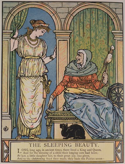 The Princess and the Old Woman with the Spinning Wheel, Illustration for 